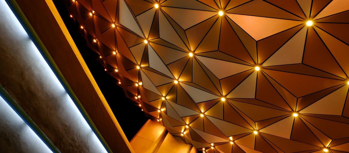 Faceted dome with a point of light at each vertex